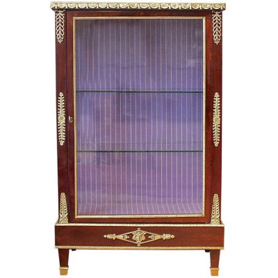 French Mahogany Ormolu Mounted Louis Xvi Style Display Cabinet Or